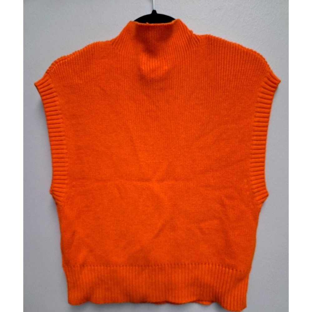 Anthropologie Maeve Sweater Vest Womens Medium Orange Sleeveless‎ Ribbed Knit - Picture 3 of 5
